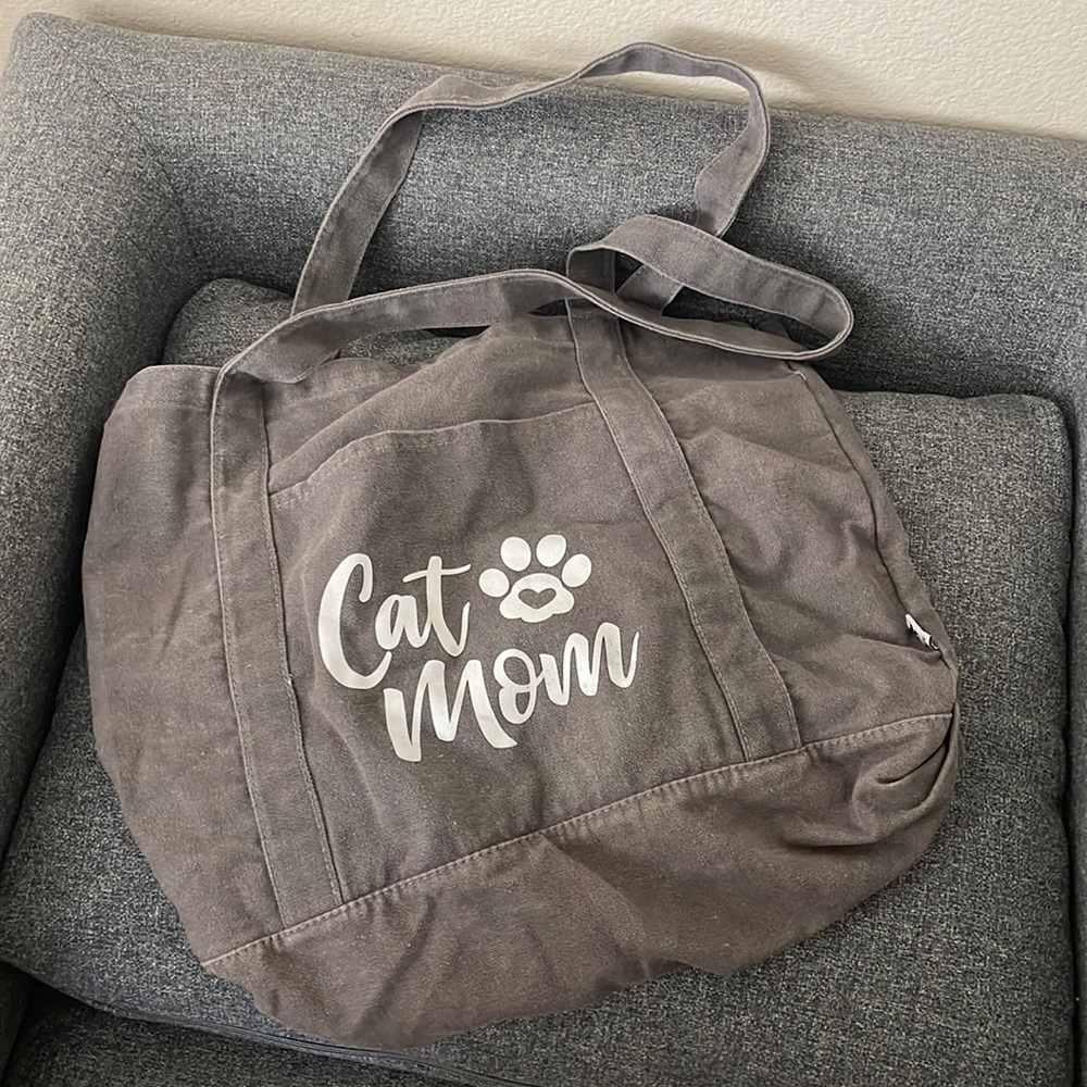 Cat mom canvas tote